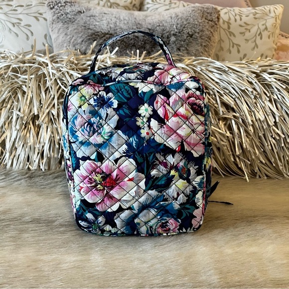 New VERA BRADLEY Garden Grove Iconic Lunch Bunch Bag Navy Navy Roses Insulated - Picture 5 of 9